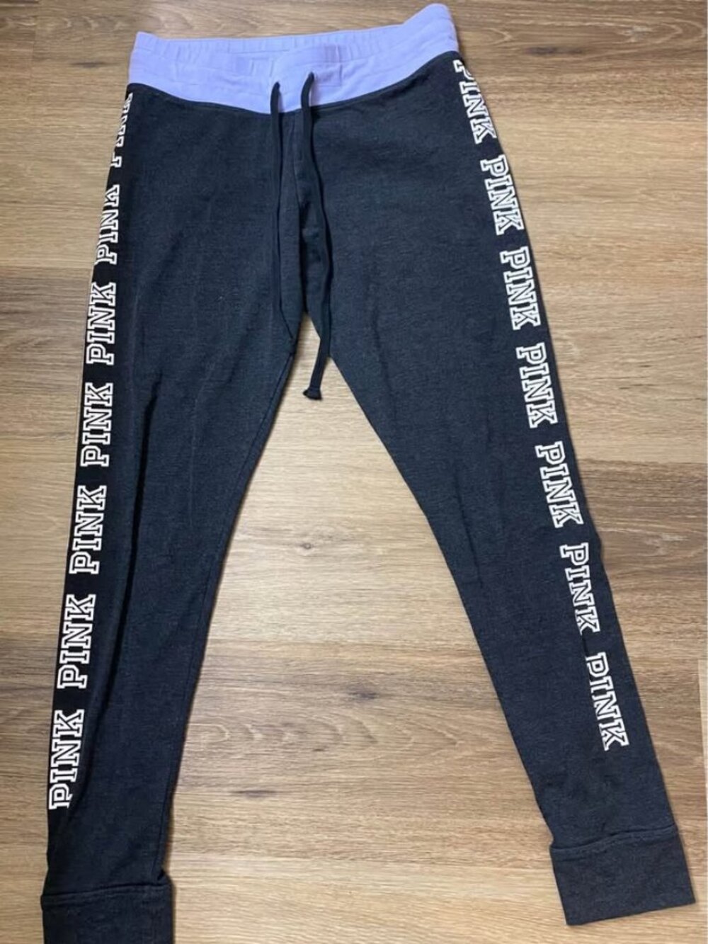 Victoria’s Secret PINK Yoga Pants Women’s Medium Gray White Side Logo Drawstring